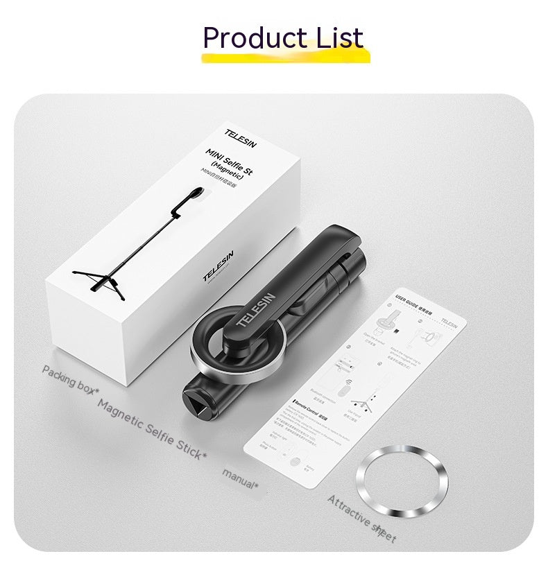 Magnetic Mobile Phone Mini Selfie Stick Bluetooth Remote Control Aluminum Alloy Tripod