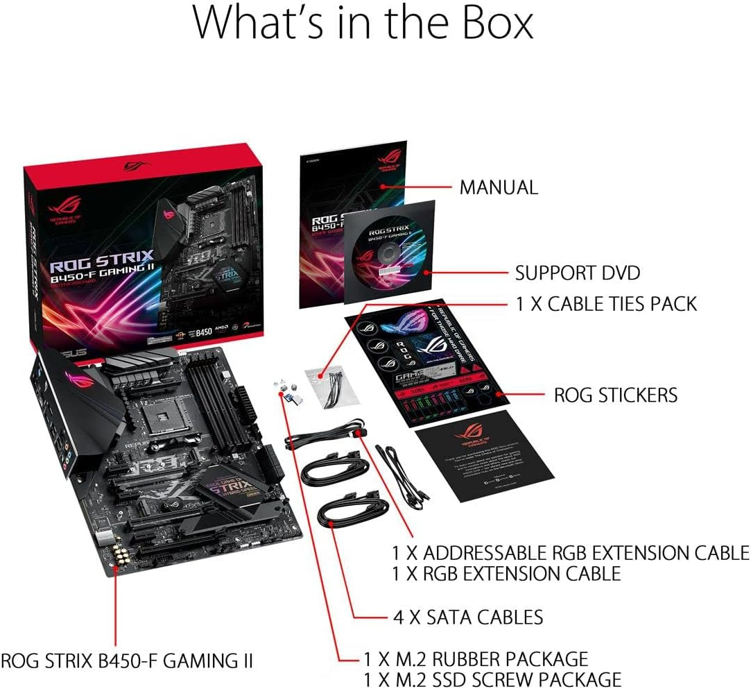 ROG Strix B450-F Gaming II AMD AM4 (Ryzen 5000, 3Rd Gen Ryzen ATX Gaming Motherboard (8+4 Power Stages, HDMI 2.0B/Dp,2 X Pcie 3.0 X16, USB 3.2 Gen 2 Type-C, BIOS Flashback, 256Mb BIOS Flash ROM