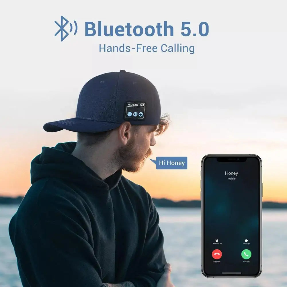Long Standby Bluetooth-compatible Audio Music Hat Headset Outdoor Wireless Binaural Speakers Sun Hat for Driving Sport Handsfree