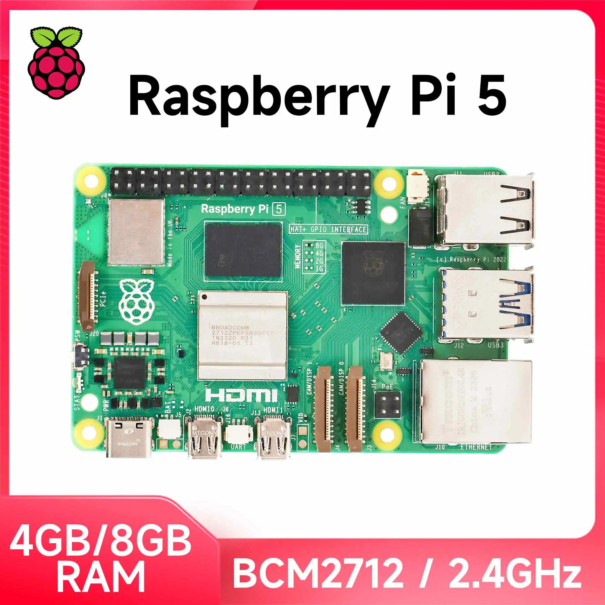 Official Original Raspberry Pi 5 4GB 8GB RAM Development Board Electronics Kit With Case Fan Power Supply Optional In Stock