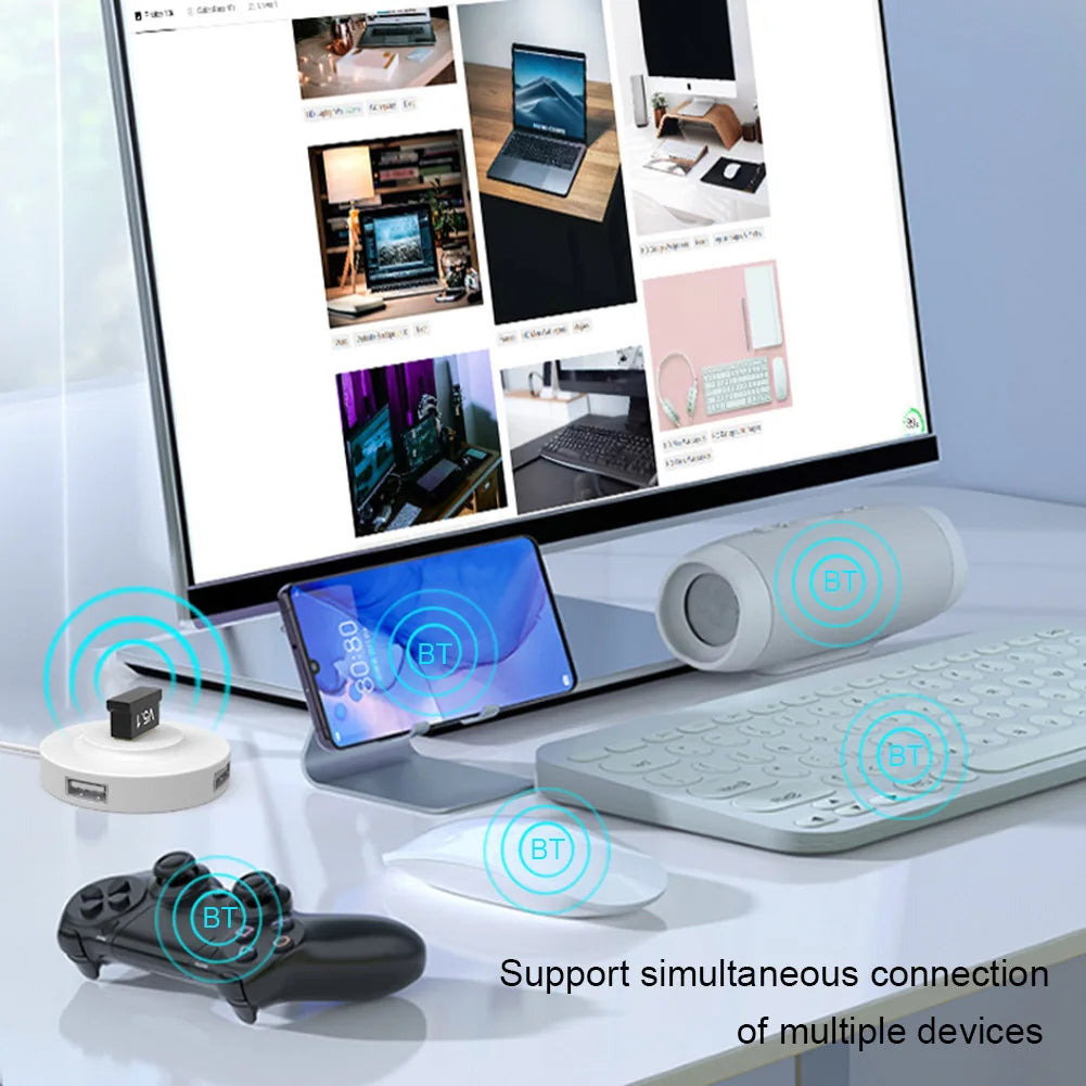 Wireless Audio Adapter Bluetooth-Compatible 5.0/5.1 Dongle 2.4G Audio Receiver Support Win7/8/8.1/10 for Computer Tablet Desktop