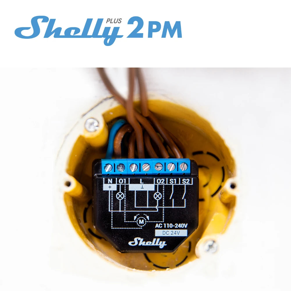 Shelly Plus 2PM Smart Home WiFi Relay 2 Channel With Power Metering Roller Control Monitoring Percentage Roller Shutters Blind