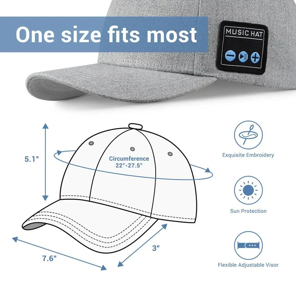 Long Standby Bluetooth-compatible Audio Music Hat Headset Outdoor Wireless Binaural Speakers Sun Hat for Driving Sport Handsfree