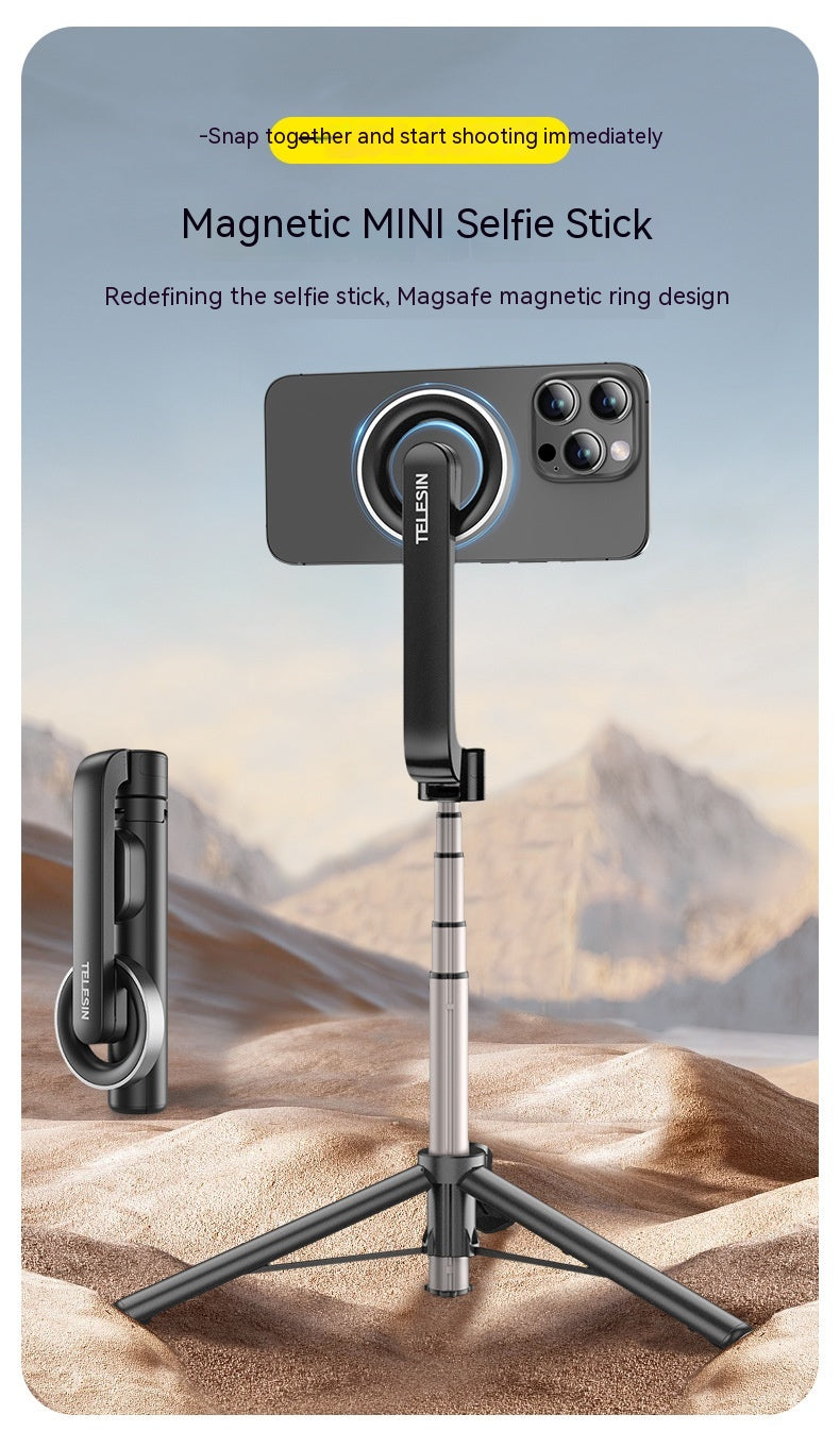 Magnetic Mobile Phone Mini Selfie Stick Bluetooth Remote Control Aluminum Alloy Tripod