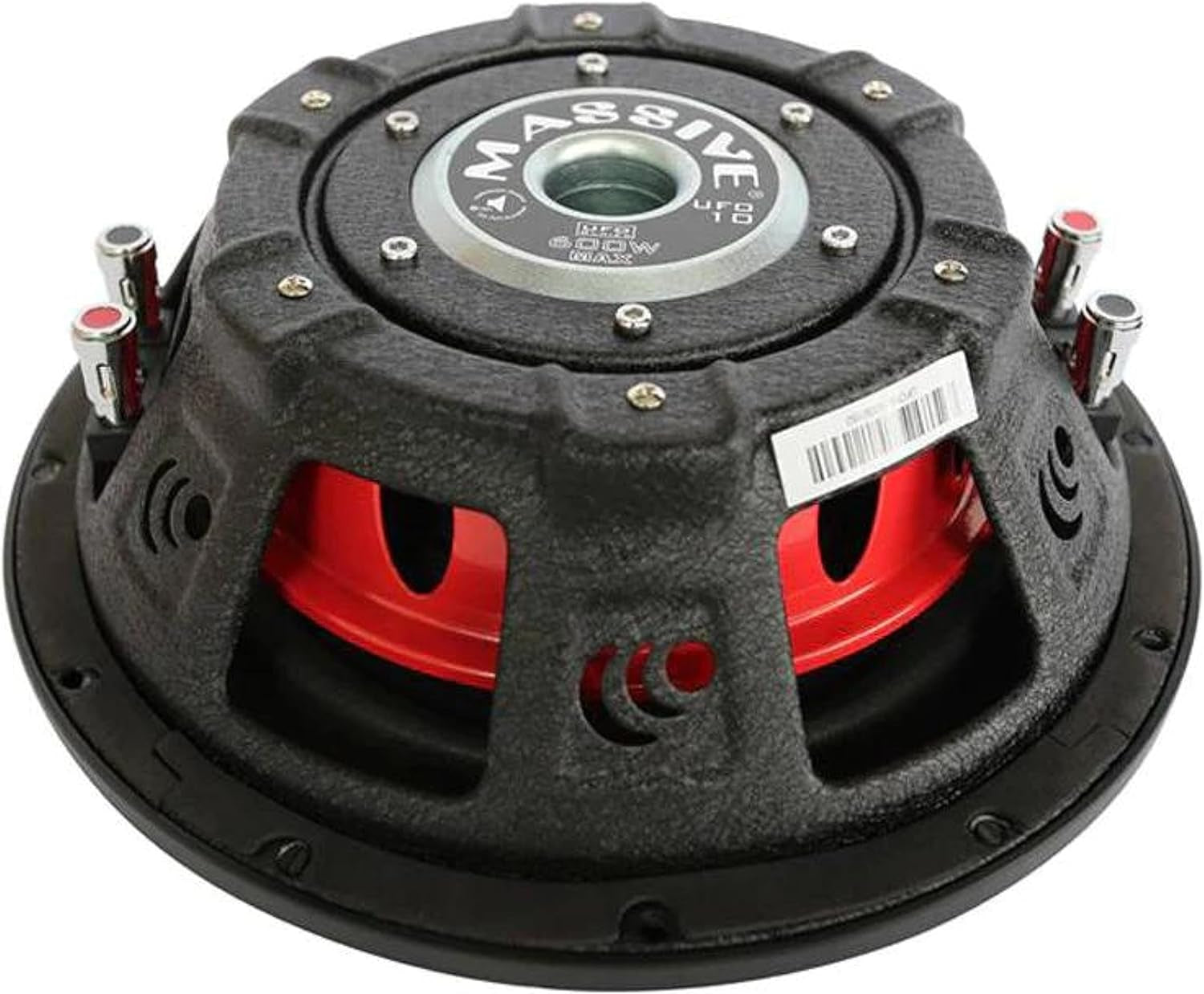 UFO10 10-Inch High-Powered Shallow Mount Subwoofer - 600 Watt Low Profile Car Subwoofer with 3-Inch Voice Coil and Dual 4 Ohm Configuration for Deep Bass. Sold Individually