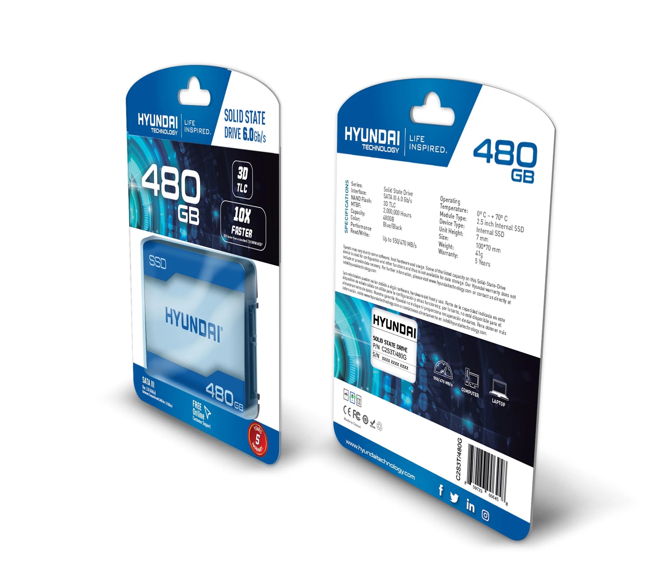 480GB Internal Solid State Drive 2.5"- SATA(SATA/600) - 500 Mb/S