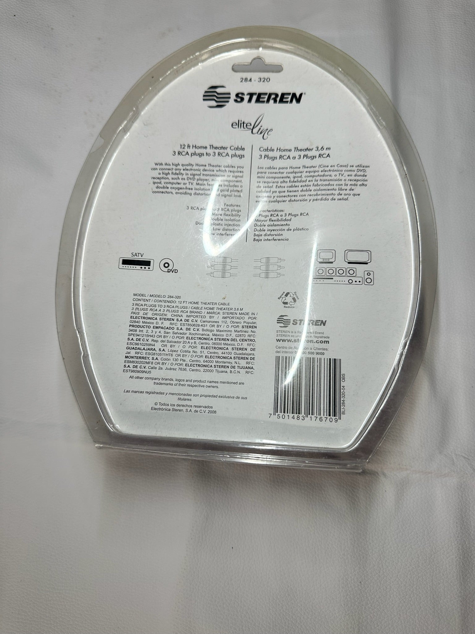 12 Ft Home Theater Audio Video RCA Cable (RCA to RCA)