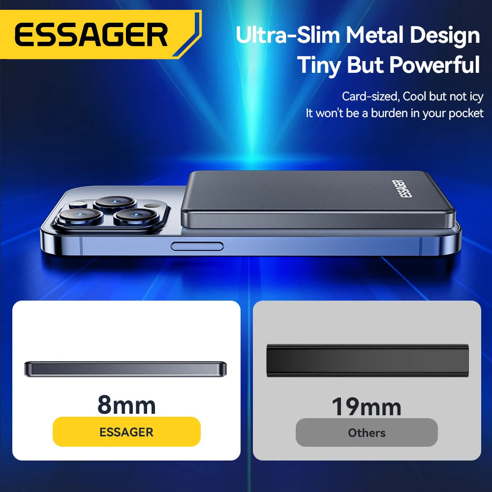 Essager PD 20W 5000mAh slim Power Bank Magnetic Wireless Chargers For iPhone15 14 13 Pro Max Portable External Battery PoverBank