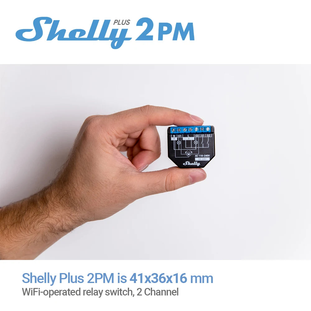 Shelly Plus 2PM Smart Home WiFi Relay 2 Channel With Power Metering  Roller Control Monitoring Percentage Roller Shutters Blind