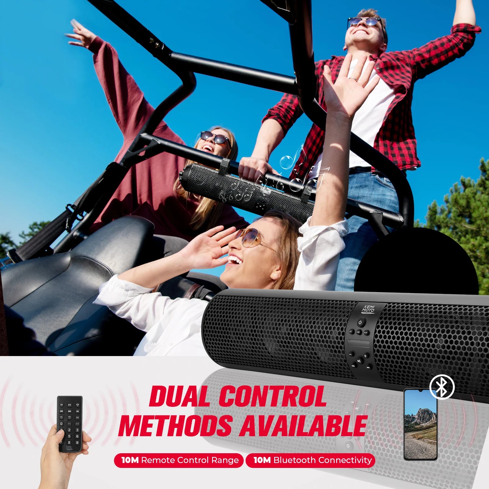 UTV  Bluetooth Remote Control Speakers 1.56-2.25" Compatible with Polaris RZR 800 900 XP 1000 Turbo for Can-Am X3 for Cf moto