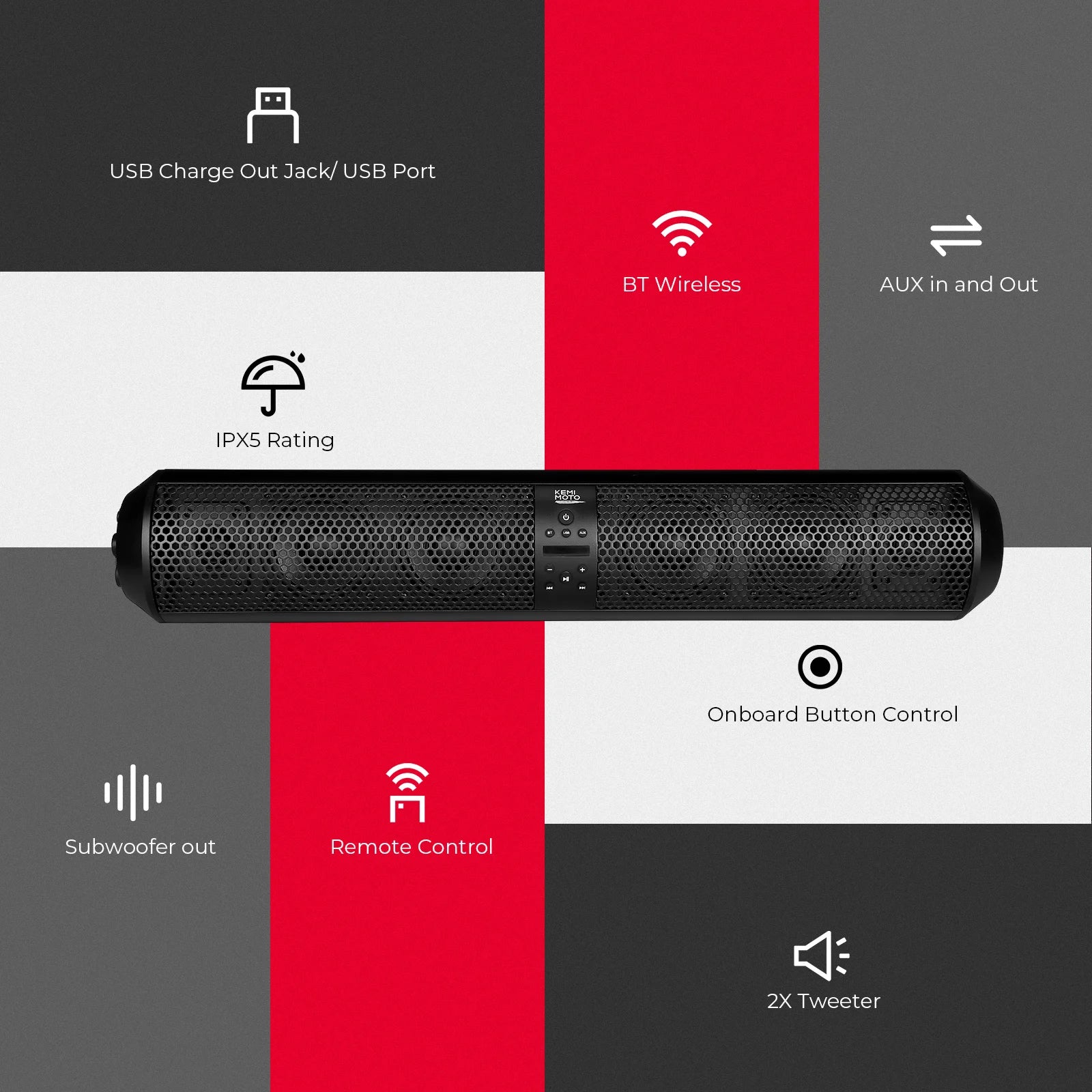 UTV  Bluetooth Remote Control Speakers 1.56-2.25" Compatible with Polaris RZR 800 900 XP 1000 Turbo for Can-Am X3 for Cf moto