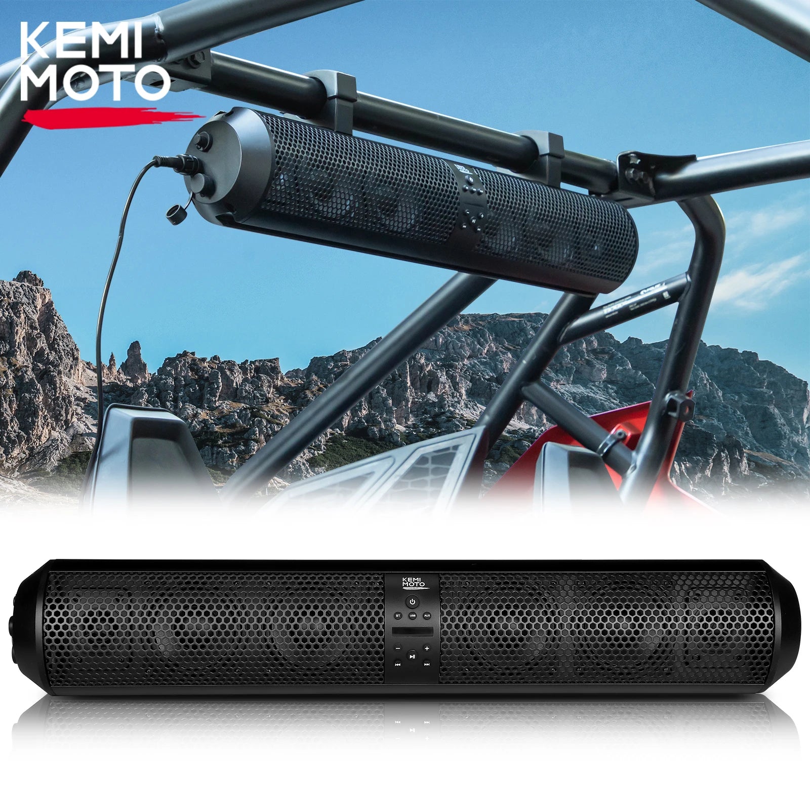 UTV  Bluetooth Remote Control Speakers 1.56-2.25" Compatible with Polaris RZR 800 900 XP 1000 Turbo for Can-Am X3 for Cf moto