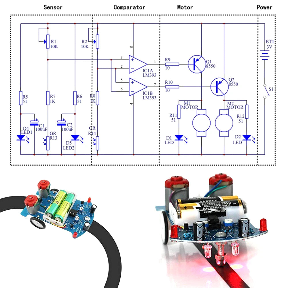 Smart Car DIY Electronics Kit Soldering Project Practice Line Following Robot For STEM Student Education School