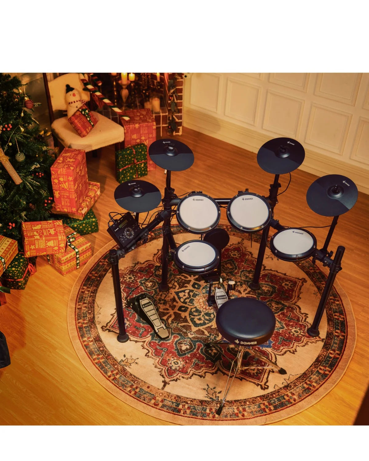 Adults Electronic Drum Set with Quiet Mesh Drum Pads, 31 Kits, 450+ Sounds, DED-200X