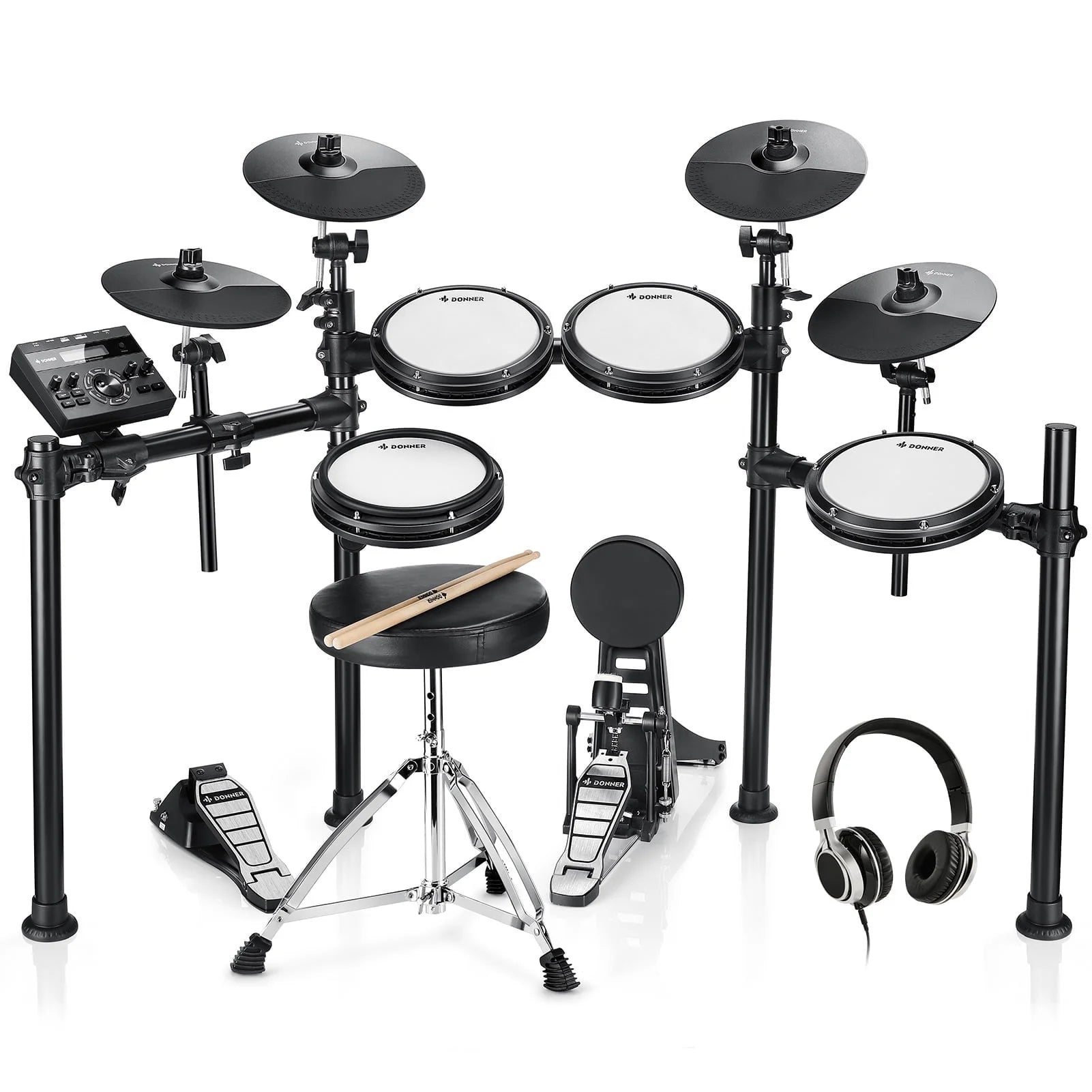 Adults Electronic Drum Set with Quiet Mesh Drum Pads, 31 Kits, 450+ Sounds, DED-200X