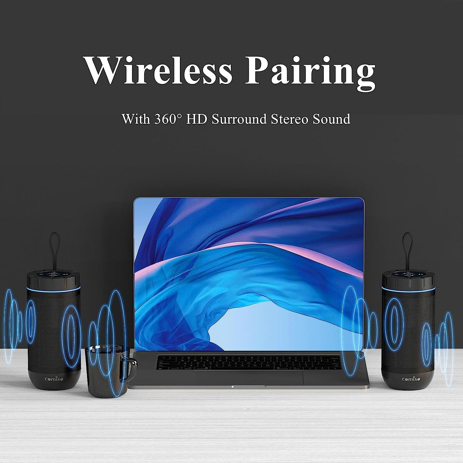 Bluetooth Speaker, IPX5 Waterproof Portable Speaker with 360° HD Surround Sound, Punchy Bass, Wireless TWS Pairing, 24H Playtime, Wireless Speaker for Home/Outdoor/Camping/Beach, Birthday Gift